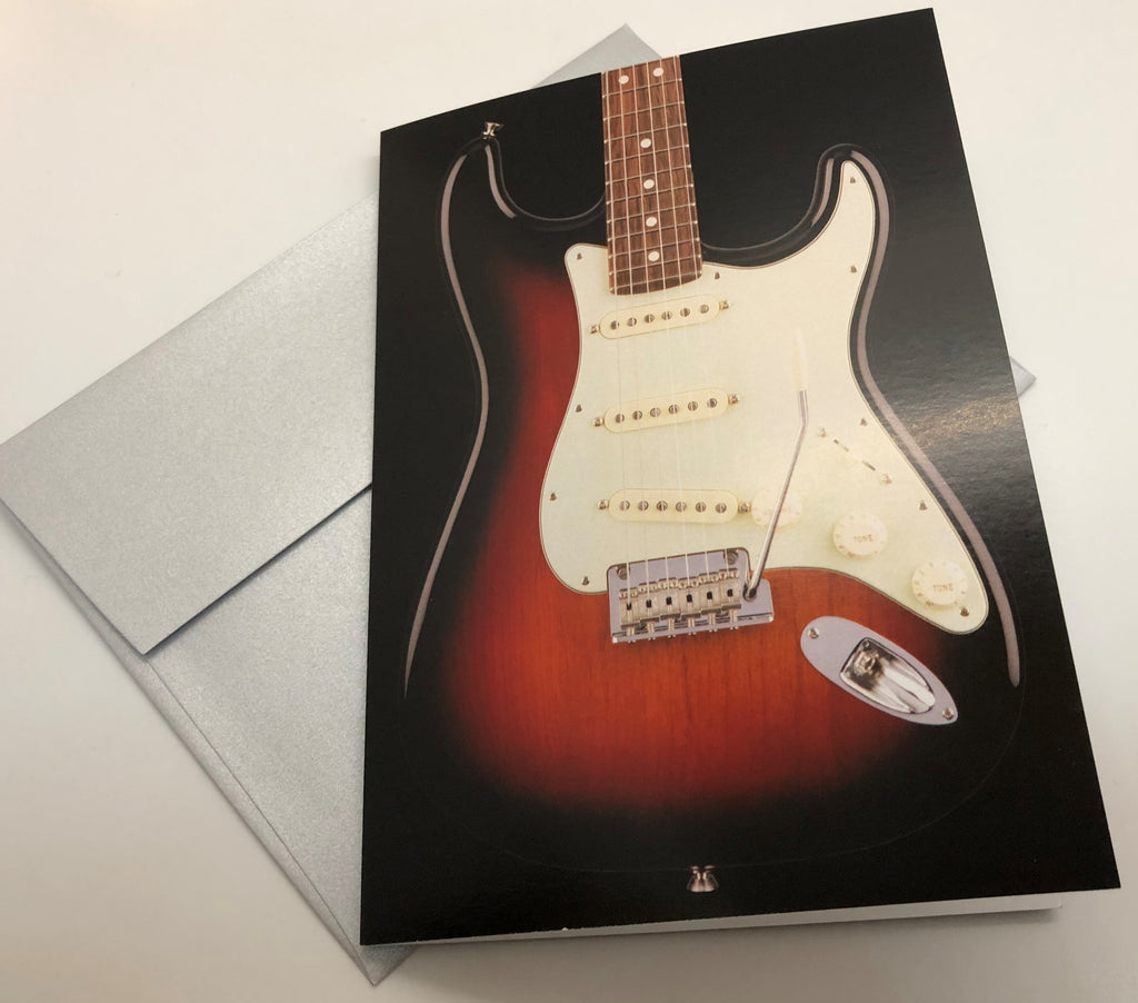 Guitar Music Note Card Assortment, Set Featuring Classic Guitar Shapes, Bass and Drum Kit