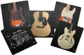 Guitar Drink Coaster Set - The Band Version/ 5 Extra-Large Coasters Featuring Classic Guitar Shapes, Bass and Drum Kit