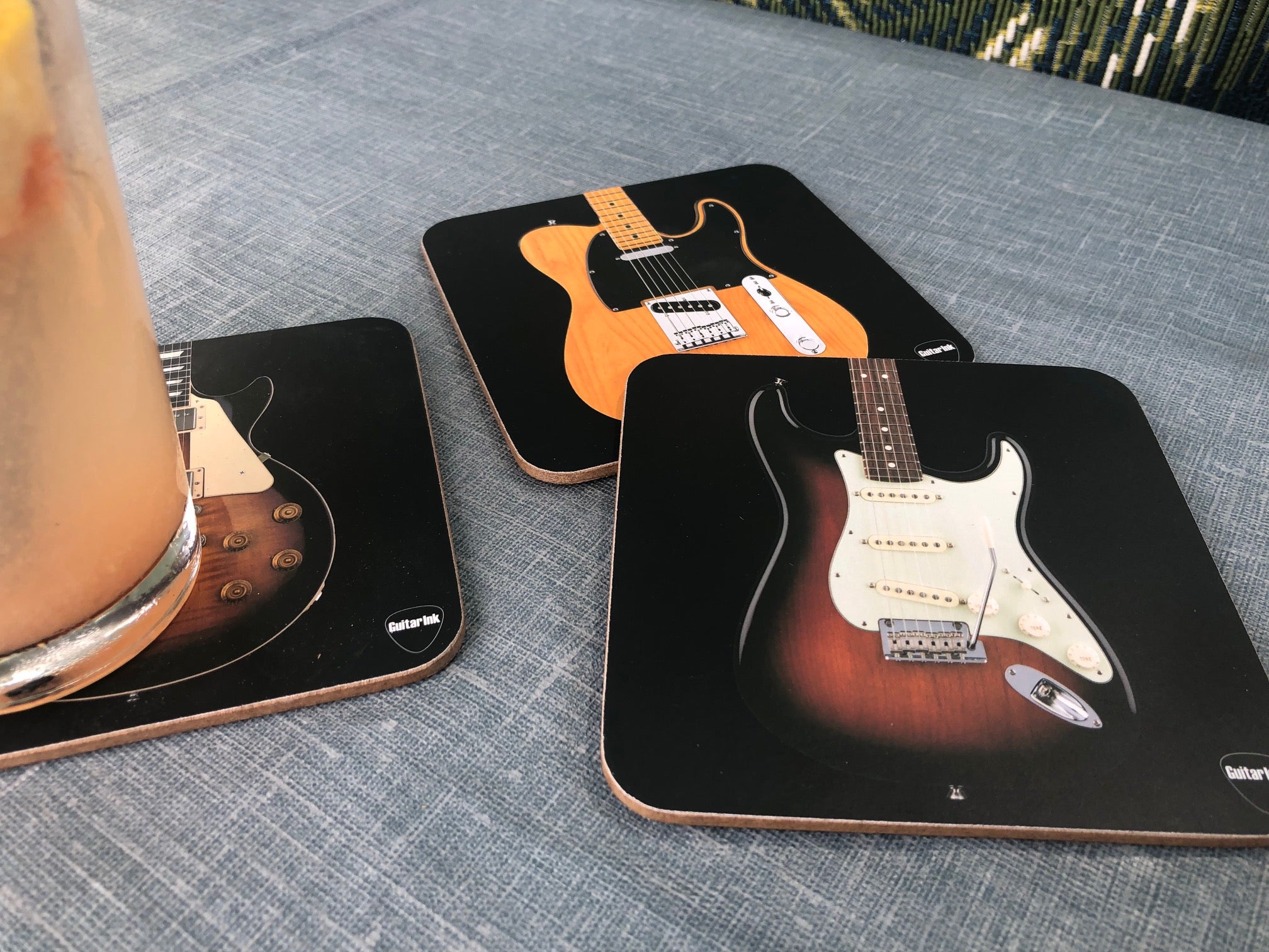 Guitar Coaster Set  5 Extra-Large Coasters Featuring Classic Guitar Shapes