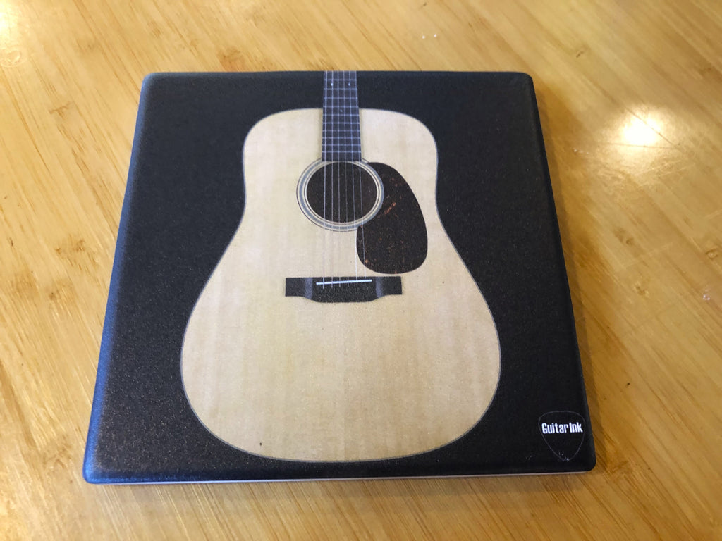 Dreadnought Acoustic  Guitar Drink Ceramic Coaster Set 4 Pack